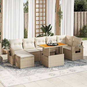 Maison exclusive - salon de jardin avec coussins 8 pcs beige résine tressée