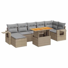 Maison exclusive - salon de jardin avec coussins 8 pcs beige résine tressée