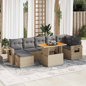 Maison exclusive - salon de jardin avec coussins 8 pcs beige résine tressée