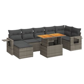 Maison exclusive - salon de jardin 8 pcs avec coussins gris résine tressée