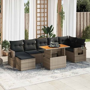 Maison exclusive - salon de jardin 8 pcs avec coussins gris résine tressée