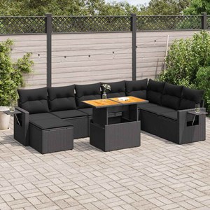 Maison exclusive - salon de jardin 9 pcs avec coussins noir résine tressée