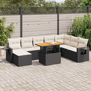 Maison exclusive - salon de jardin 9 pcs avec coussins noir résine tressée