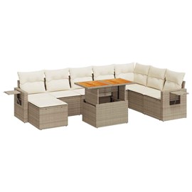 Maison exclusive - salon de jardin avec coussins 9 pcs beige résine tressée