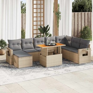 Maison exclusive - salon de jardin avec coussins 9 pcs beige résine tressée