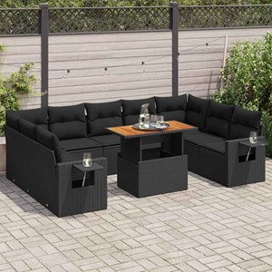 Maison exclusive - salon de jardin 10 pcs avec coussins noir résine tressée