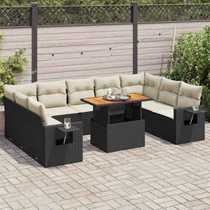 Maison exclusive - salon de jardin 10 pcs avec coussins noir résine tressée