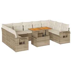 Maison exclusive - salon de jardin avec coussins 10 pcs beige résine tressée