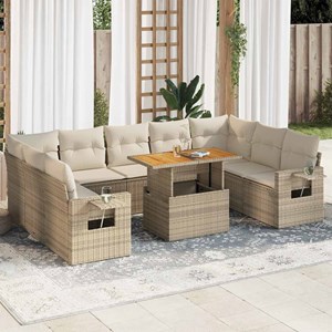 Maison exclusive - salon de jardin avec coussins 10 pcs beige résine tressée