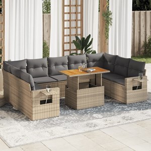 Maison exclusive - salon de jardin avec coussins 10 pcs beige résine tressée