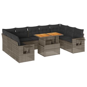 Maison exclusive - salon de jardin avec coussins 10 pcs gris résine tressée