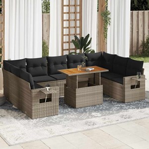 Maison exclusive - salon de jardin avec coussins 10 pcs gris résine tressée