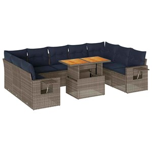 Maison exclusive - salon de jardin avec coussins 10 pcs gris résine tressée