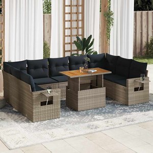 Maison exclusive - salon de jardin avec coussins 10 pcs gris résine tressée