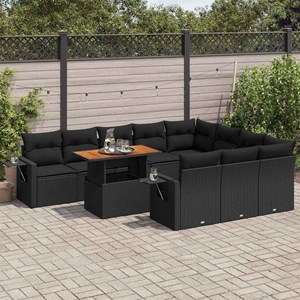 Maison exclusive - salon de jardin 11 pcs avec coussins noir résine tressée
