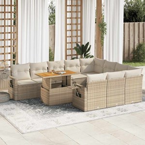Maison exclusive - salon de jardin 11 pcs avec coussins beige résine tressée