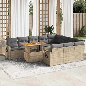 Maison exclusive - salon de jardin 11 pcs avec coussins beige résine tressée