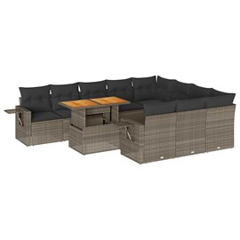 Maison exclusive - salon de jardin 11 pcs avec coussins gris résine tressée