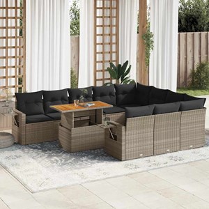 Maison exclusive - salon de jardin 11 pcs avec coussins gris résine tressée