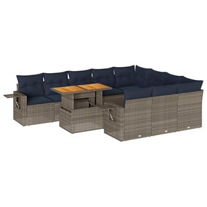 Maison exclusive - salon de jardin 11 pcs avec coussins gris résine tressée