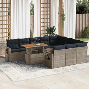 Maison exclusive - salon de jardin 11 pcs avec coussins gris résine tressée