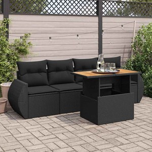 Maison exclusive - salon de jardin 5 pcs avec coussins noir résine tressée