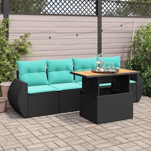 Maison exclusive - salon de jardin 5 pcs avec coussins noir résine tressée