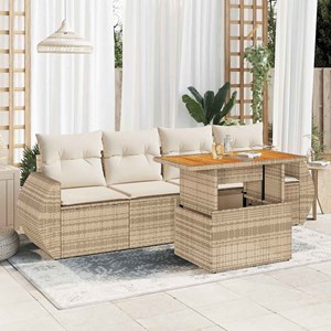 Maison exclusive - salon de jardin avec coussins 5 pcs beige résine tressée