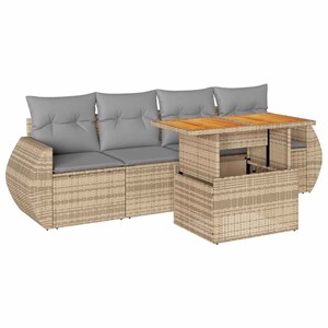 Maison exclusive - salon de jardin avec coussins 5 pcs beige résine tressée