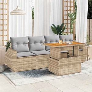 Maison exclusive - salon de jardin avec coussins 5 pcs beige résine tressée