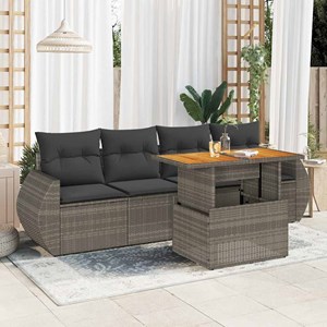 Maison exclusive - salon de jardin 5 pcs avec coussins gris résine tressée