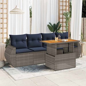 Maison exclusive - salon de jardin 5 pcs avec coussins gris résine tressée