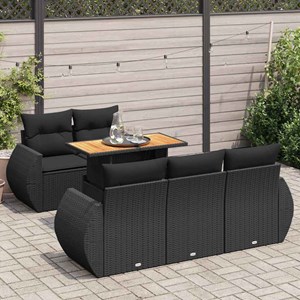 Maison exclusive - salon de jardin 6 pcs avec coussins noir résine tressée