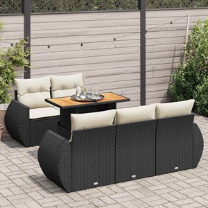 Maison exclusive - salon de jardin 6 pcs avec coussins noir résine tressée