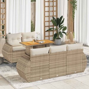 Maison exclusive - salon de jardin avec coussins 6 pcs beige résine tressée