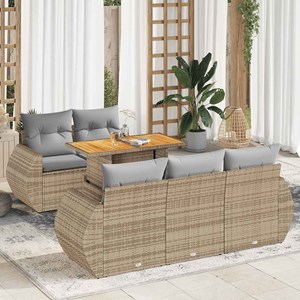 Maison exclusive - salon de jardin avec coussins 6 pcs beige résine tressée