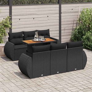 Maison exclusive - salon de jardin 7 pcs avec coussins noir résine tressée