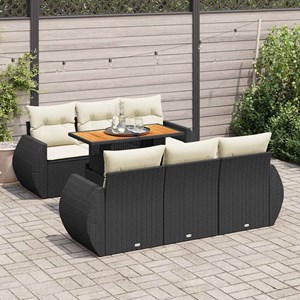 Maison exclusive - salon de jardin 7 pcs avec coussins noir résine tressée