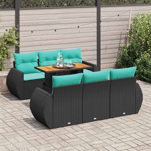 Maison exclusive - salon de jardin 7 pcs avec coussins noir résine tressée