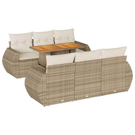 Maison exclusive - salon de jardin avec coussins 7 pcs beige résine tressée