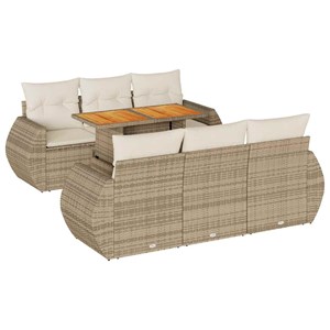 Maison exclusive - salon de jardin avec coussins 7 pcs beige résine tressée