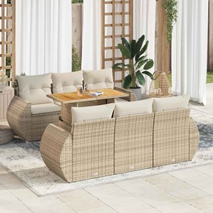 Maison exclusive - salon de jardin avec coussins 7 pcs beige résine tressée