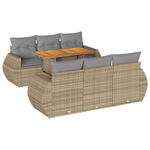 Maison exclusive - salon de jardin avec coussins 7 pcs beige résine tressée