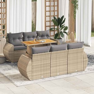 Maison exclusive - salon de jardin avec coussins 7 pcs beige résine tressée