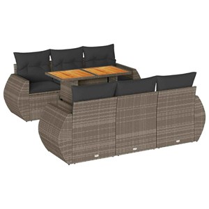 Maison exclusive - salon de jardin avec coussins 7 pcs gris résine tressée