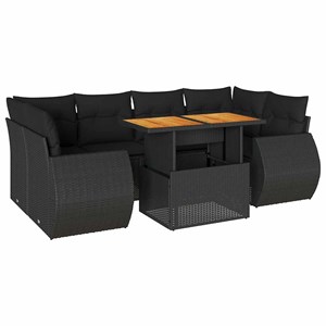 Maison exclusive - salon de jardin 7 pcs avec coussins noir résine tressée