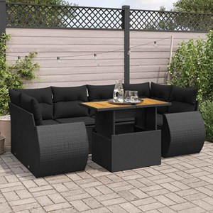 Maison exclusive - salon de jardin 7 pcs avec coussins noir résine tressée