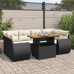 Maison exclusive - salon de jardin 7 pcs avec coussins noir résine tressée