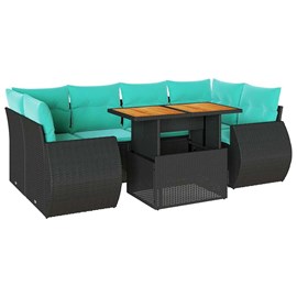 Maison exclusive - salon de jardin 7 pcs avec coussins noir résine tressée