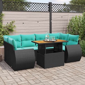Maison exclusive - salon de jardin 7 pcs avec coussins noir résine tressée